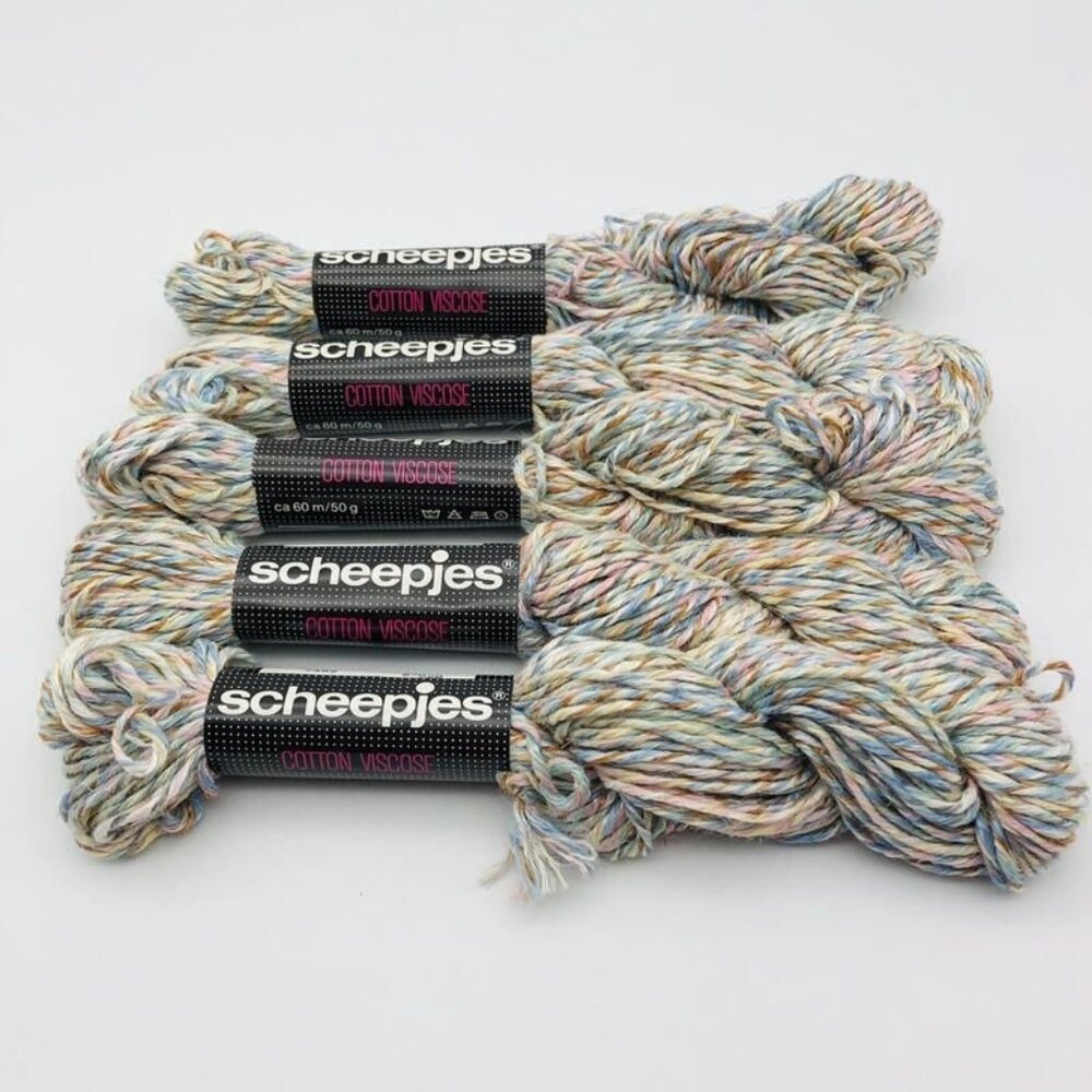 Scheepjes Yarn Lot of 5 Pastel Variegated Cotton Viscose Made in Holland New